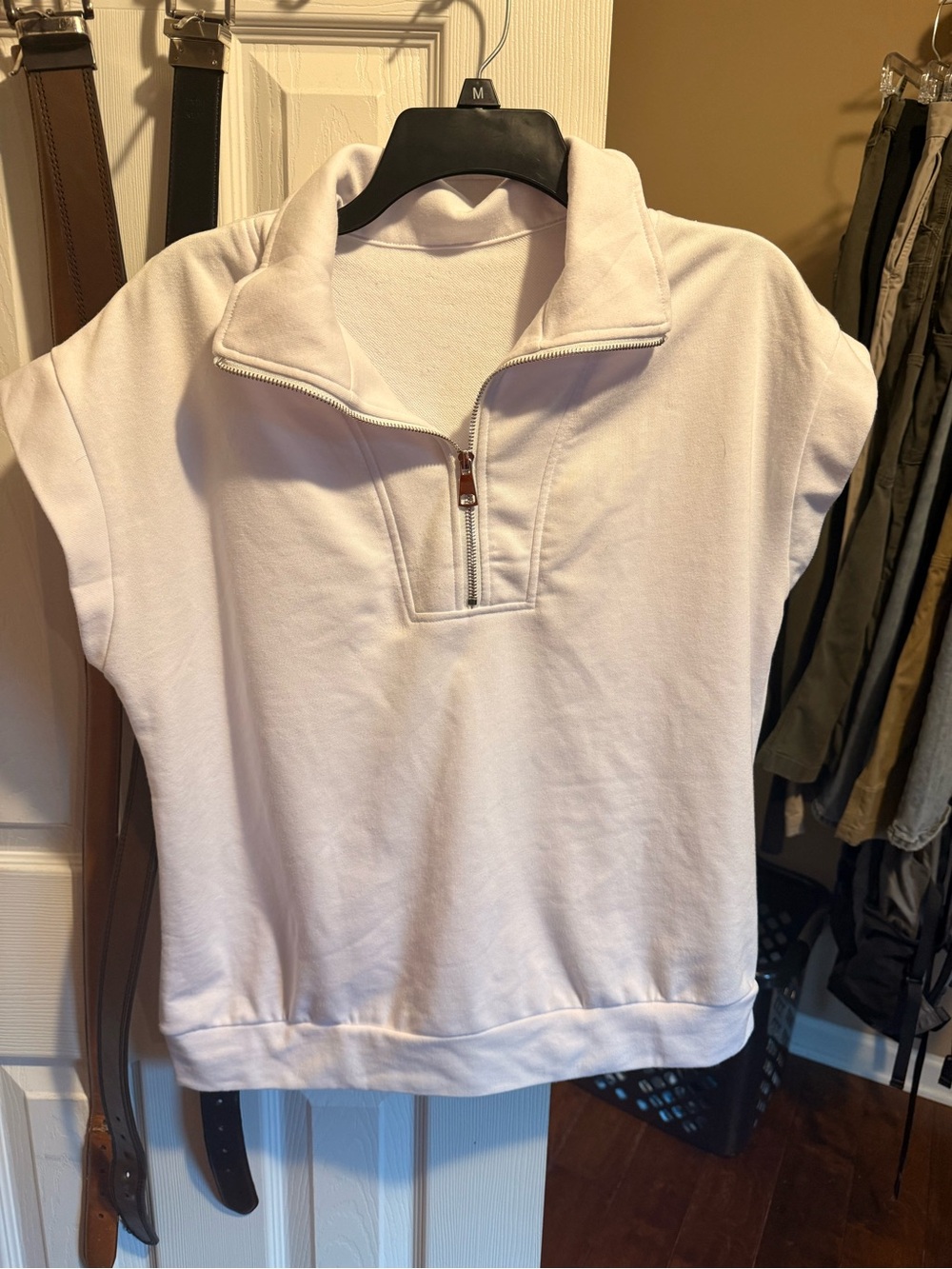 Amazon White Short Sleeve Half-Zip Pullover
